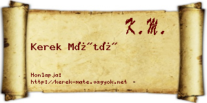 Kerek Máté névjegykártya